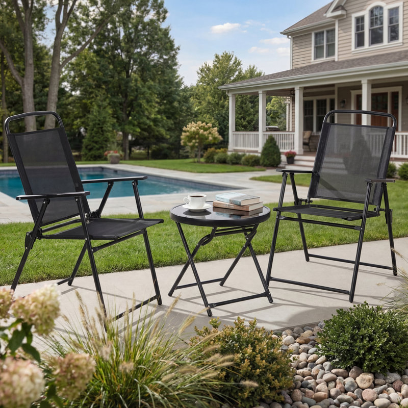 Patio Bistro Set, Folding Outdoor Patio Furniture Sets, 3 Piece Patio Set Of Foldable Patio Table And Chairs