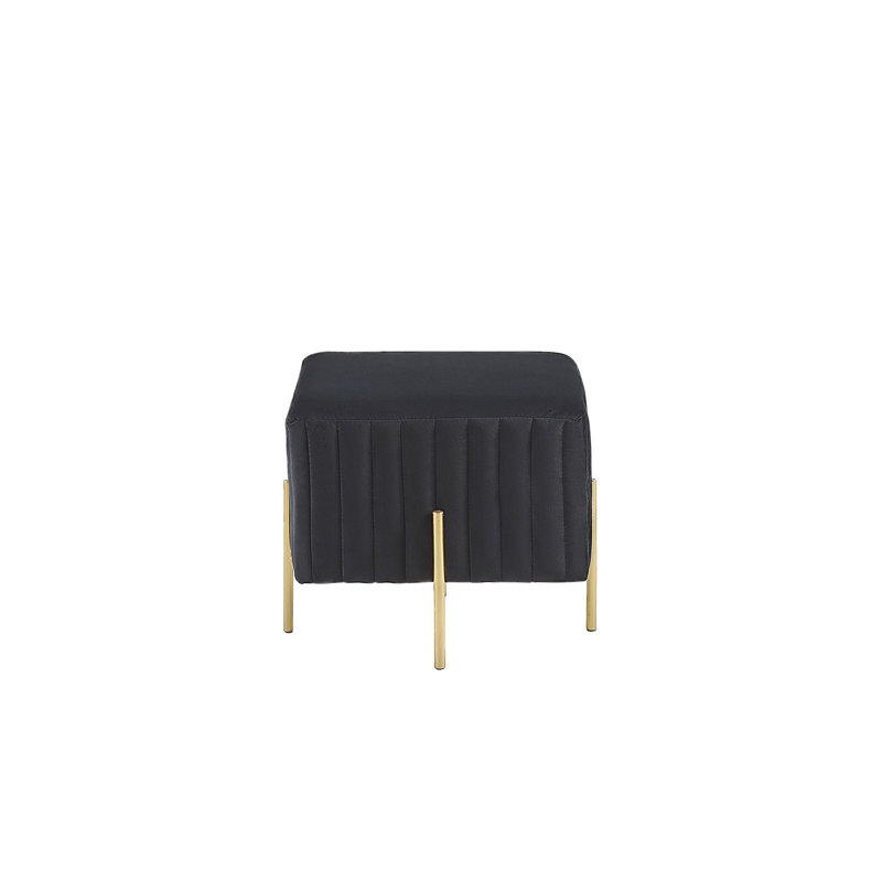 Frandsen 48cm Wide Velvet Square Solid Colour Standard Ottoman, Black