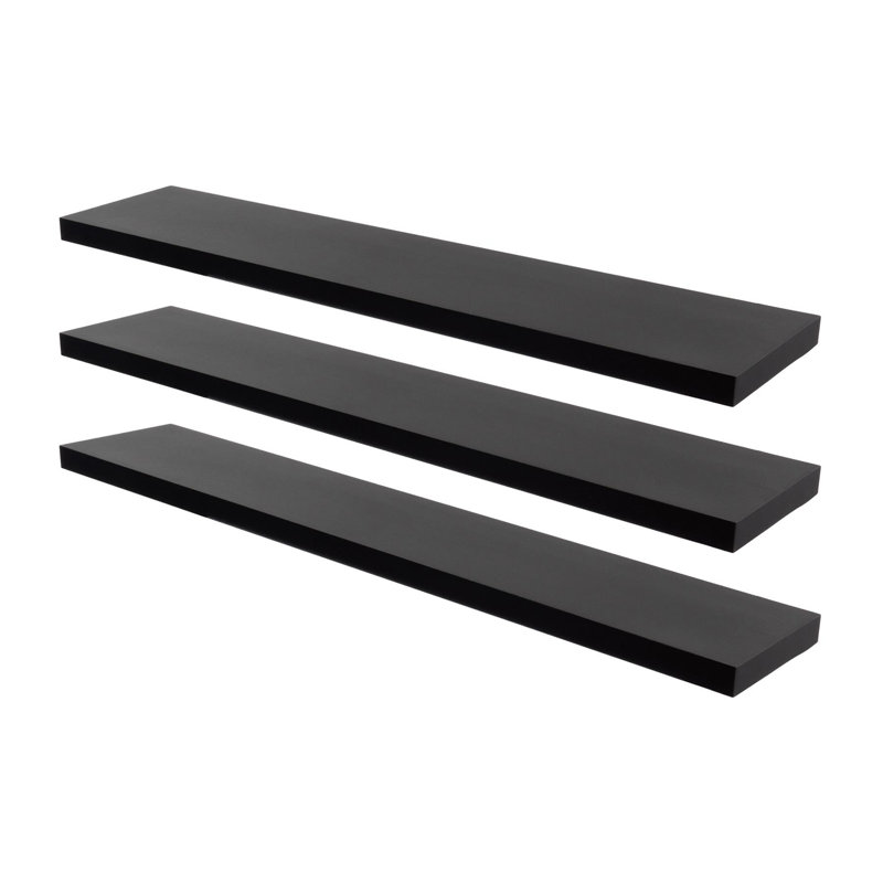 Harbour Housewares - Modern Floating Wall Shelves, 4cm H x 120cm W x 23.5cm D, Black