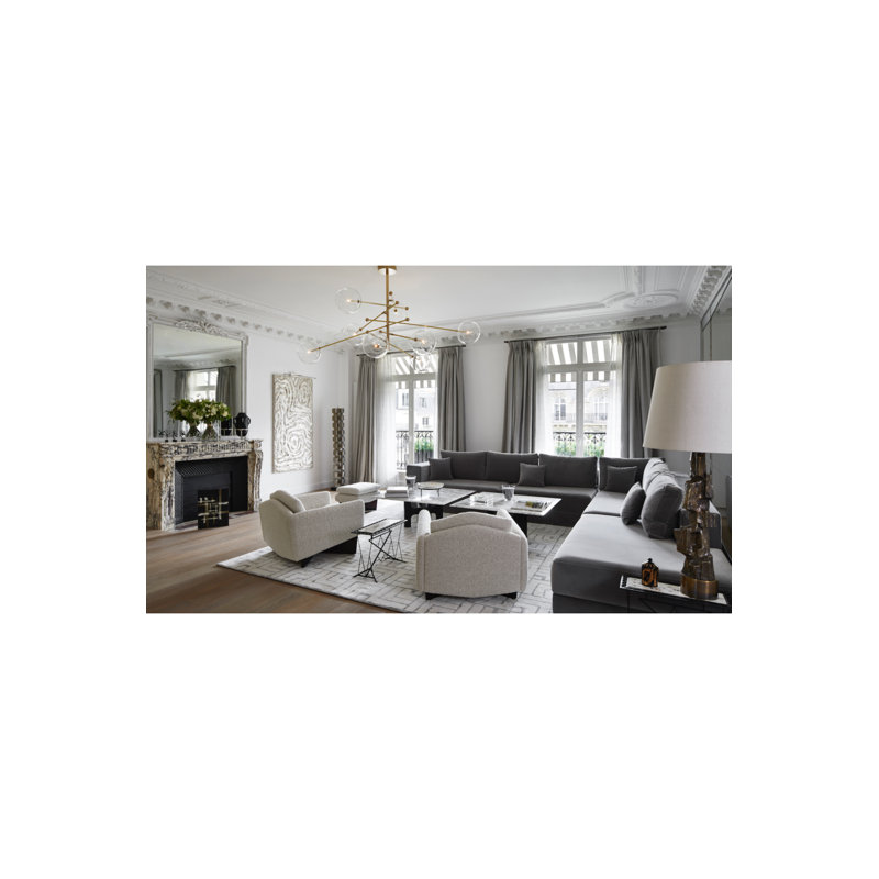 Lustre 12 lumières Argento, Laiton, H 91 po x l 35 po x P 35 po