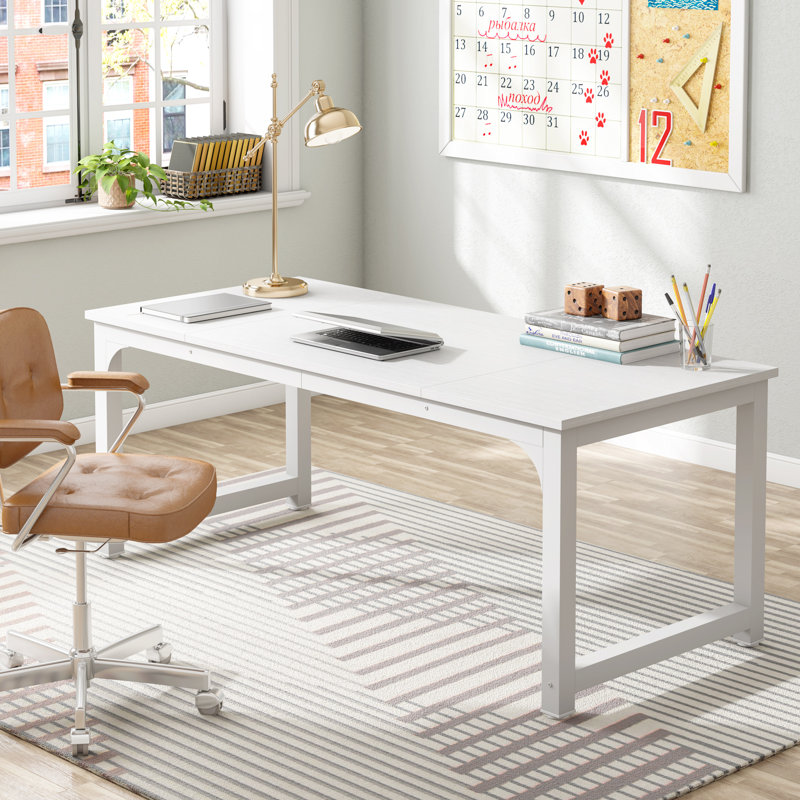 Waltman Rectangle Office Desk, White, 75Cm H x 180Cm W x 80Cm D