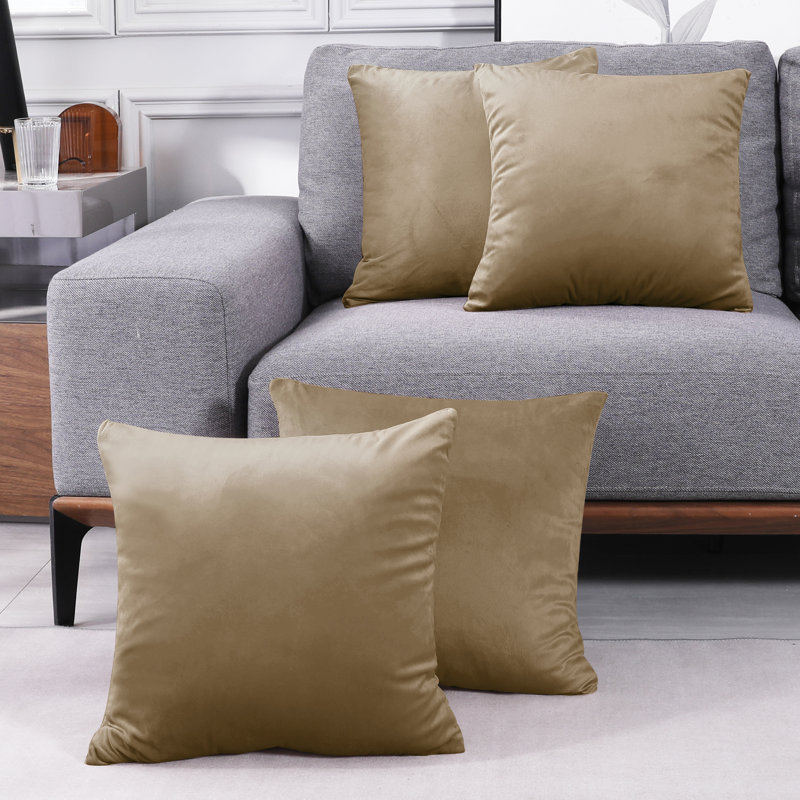 Decorative Throw Soft Linen Cushion Covers Pillow Covers (Set of 4), Tobacco Brown, Square 26"
