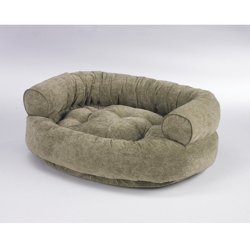 Lit pour chien Donut en taupe à motif cachemire, Petit (27 po x 22 po)