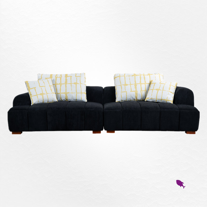 Ripal 103.9'' Corduroy Sofa, Black Corduroy