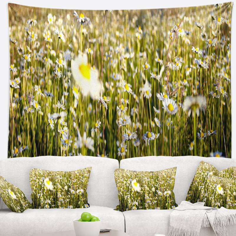 Tapisserie de terrain fleur sauvage camomille, H 50 po x l 60 po