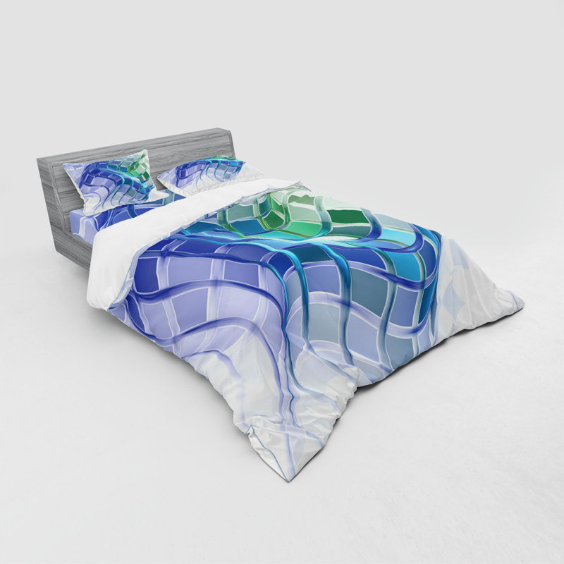Ensemble de housse de couette moderne et contemporaine en microfibre Trippy, Housse de couette grand + 3 pièces supplémentair