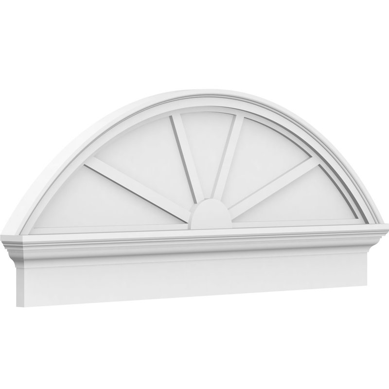 Segment Arch 4 Spoke Architectural Grade PVC Pediment, 12-7/8" H  x 24" W  x  2-3/4" D