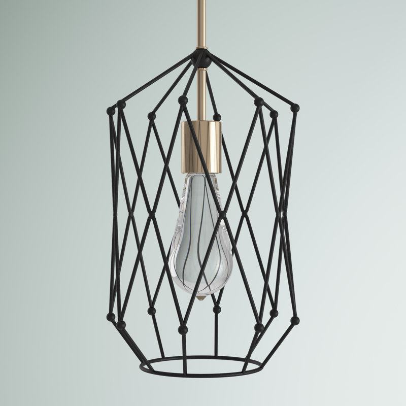 Luminaire suspendu géométrique 1 lumière Meade, Laiton satiné