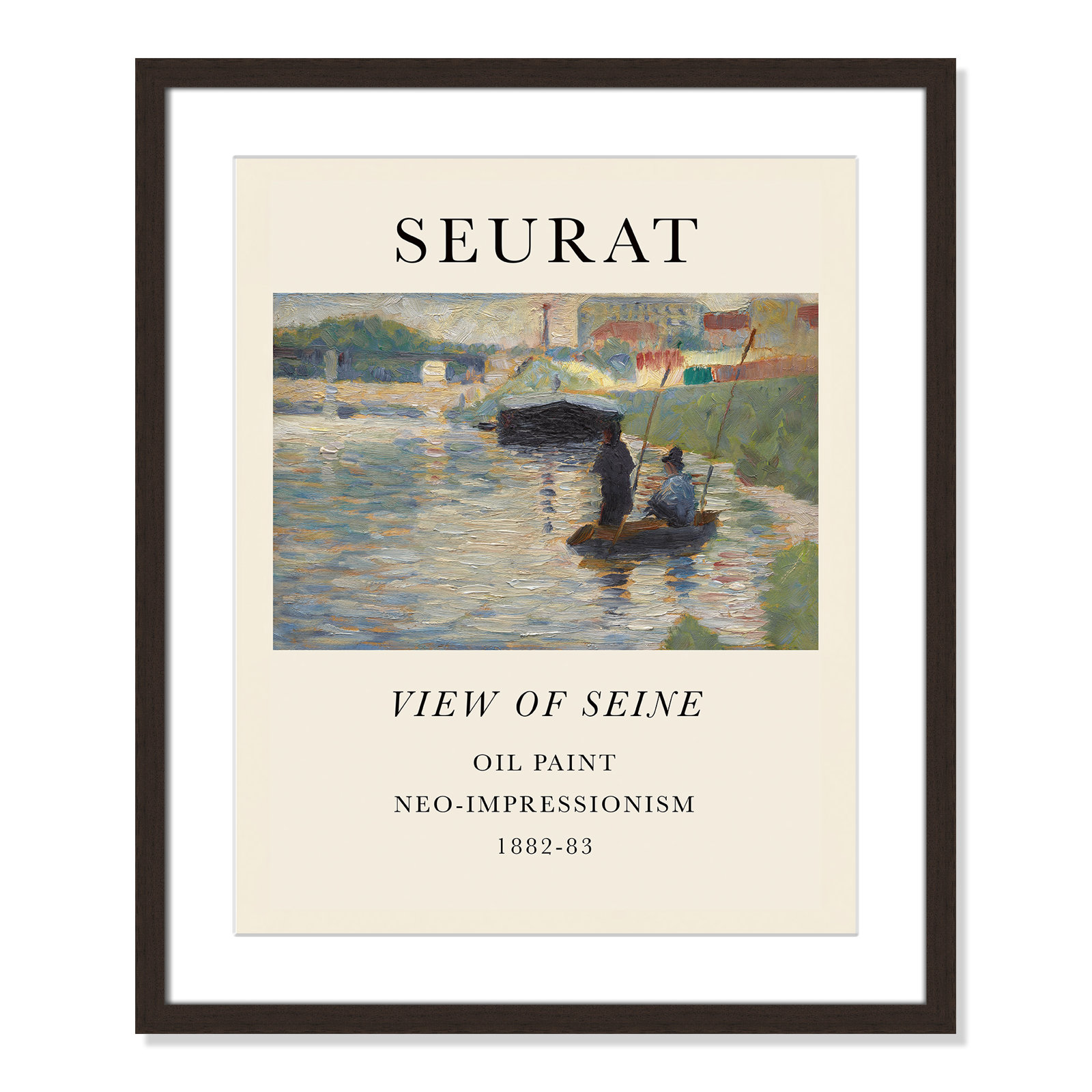 View Of Seine by Georges Seurat, Yes, 25.5" H x 21.5" W x 1.25" D, Walnut Single Picture Frame