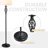 HOMCOM 3 Piece Table Floor Lamp Set With Metal Pole, Round Base, And Fabric Lampshade, For Living Room, Black/White