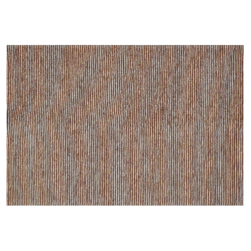 Tikka Striped Hand-Knotted Wool Brown Area Rug, Rectangle 8' x 10'