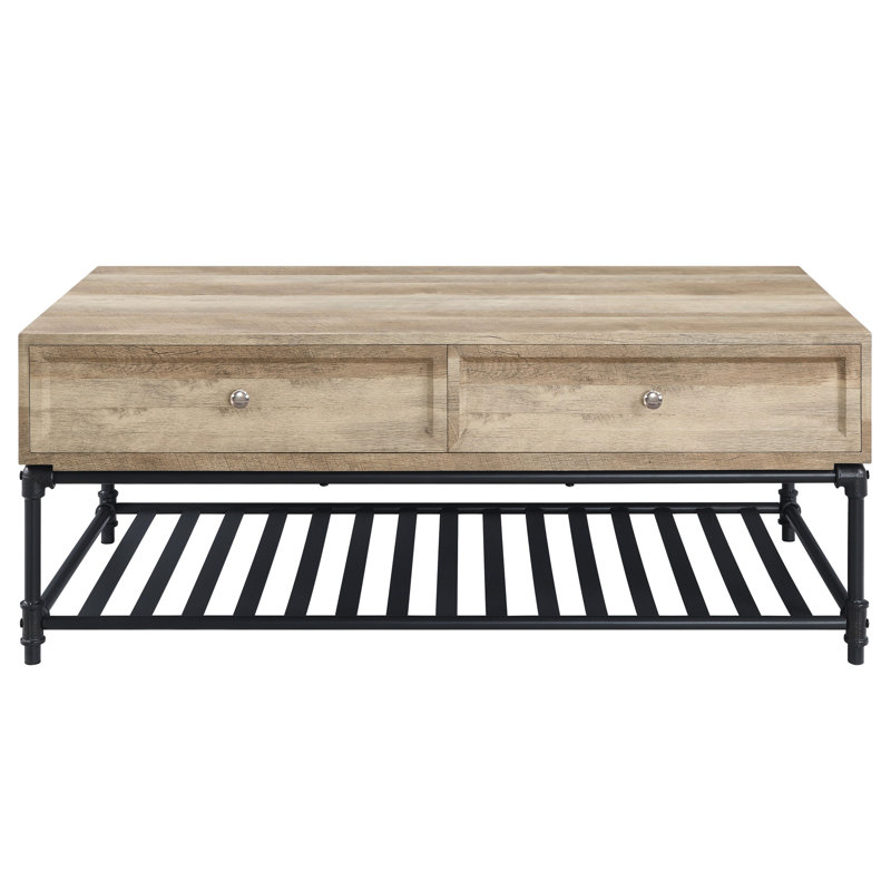 Coffee Table With Drawer And Shelf - Enhancing Functionality Oak Extra Space Practicality