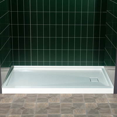 48 po X 36 po Base de bac de douche à surface solide en blanc, installation en alcôve avec options de drain gauche / droite / centrale, antidérapante et anti-moisissure