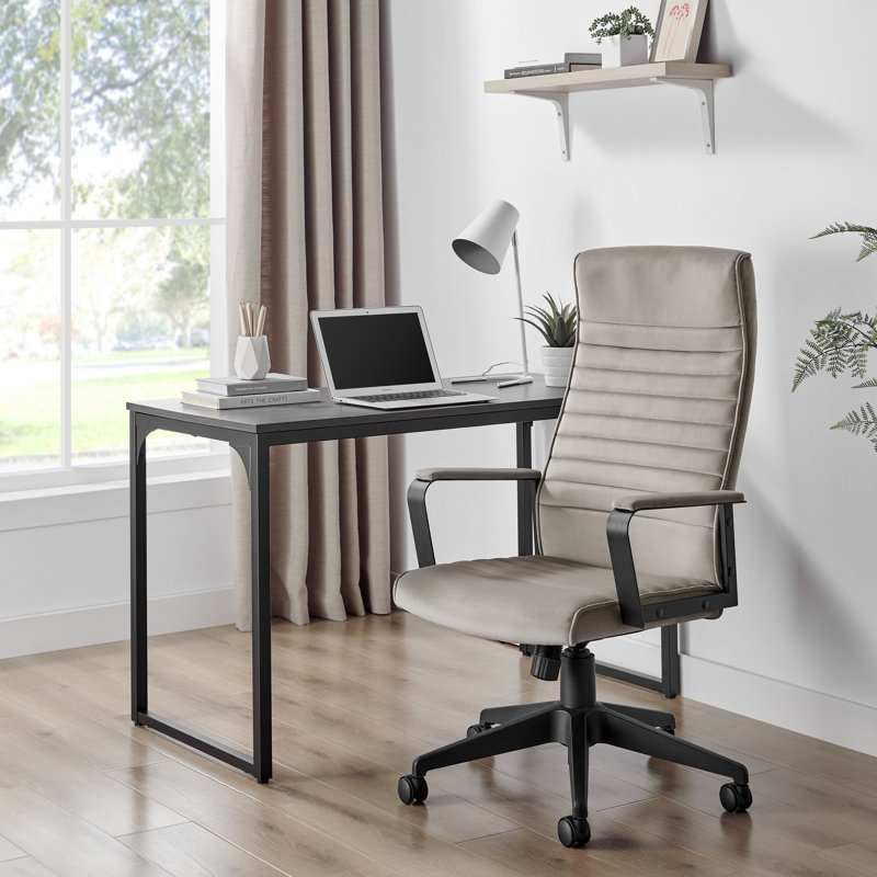Alexas Luxury Velvet Office Chair - Ergonomic Adjustable Supporting Modern Design, Beige