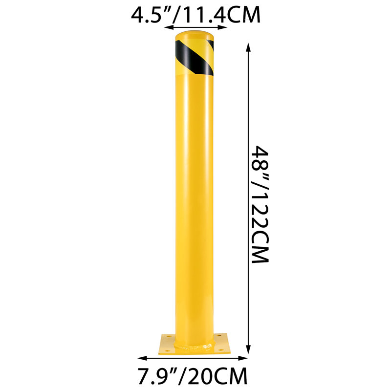 Safety Bollard Steel Bollard Barrier, 121.9cm H x 20.1cm W x 11.4cm D