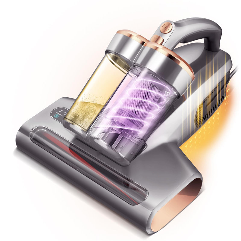 Mattress Handheld Vacuum Cleaner with 500w 13kpa Suction for Bed, Carpet & Pet Hair Cleaning, Dust Mite Cleaner with HEPA Filter, Mite Sensor, Metal Brushroll, Dual Cup, 253nm UVC Light, Multi-directional Heating, Suitable For People with Allergies
