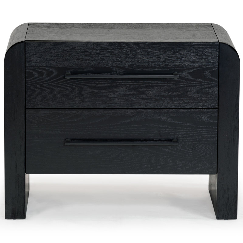 Katrina Wood 2 Drawer Nightstand, Black