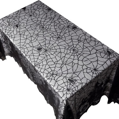 Paquet de 2, nappe d'Halloween, couverture de table en toile d'araignée, toile d'araignée noire pour décoration de fête d'Halloween (2)