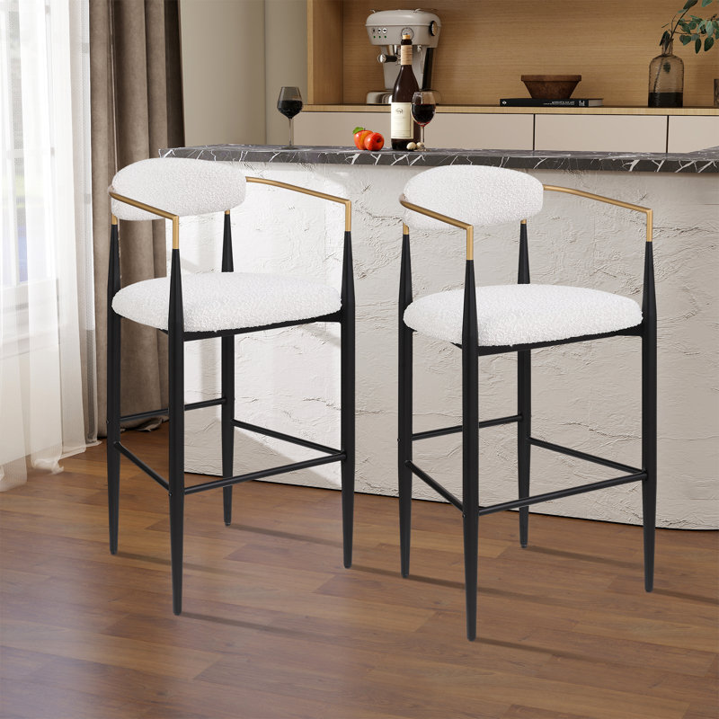 Tabouret de bar 29,73 po avec repose-pieds, Boucle beige