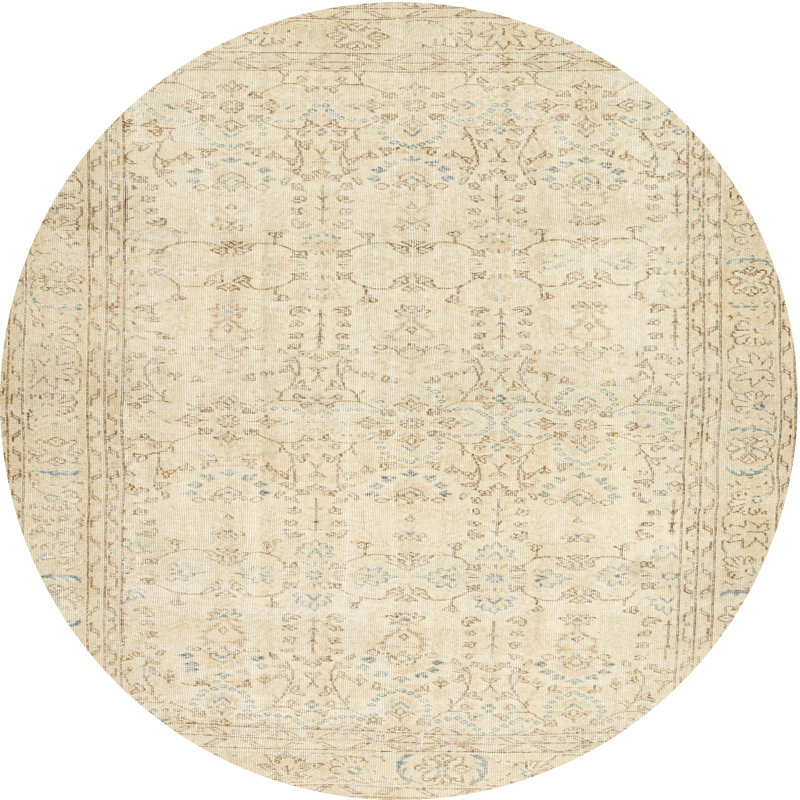 Tapis contemporain gris / crème Iker, Rond 4 pi