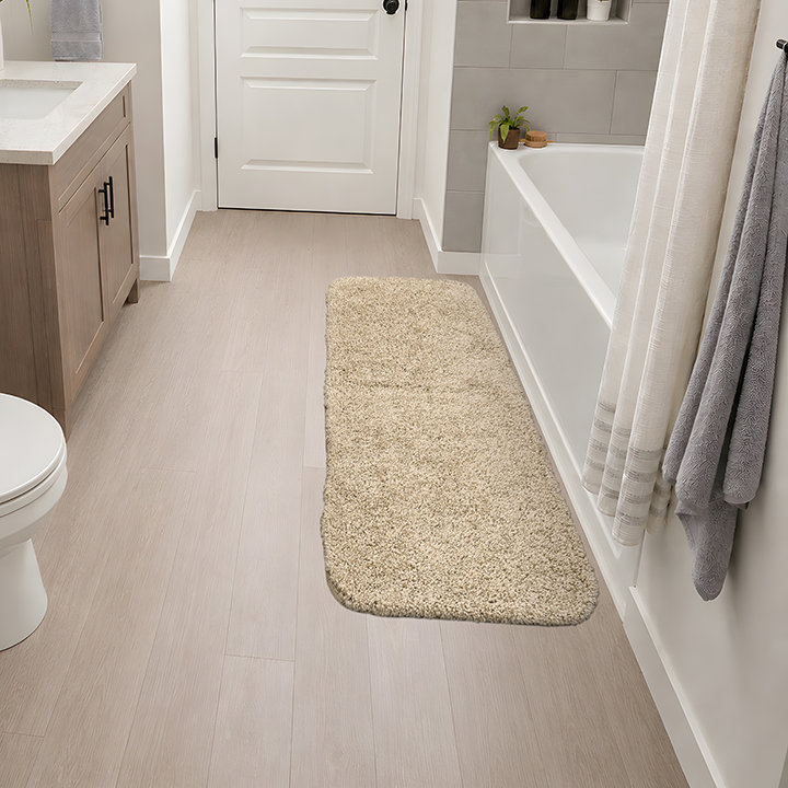 Tapis pour salle de bain en nylon Treye avec envers antidérapant, Tapis de couloir 22 po x 60 po, Lin