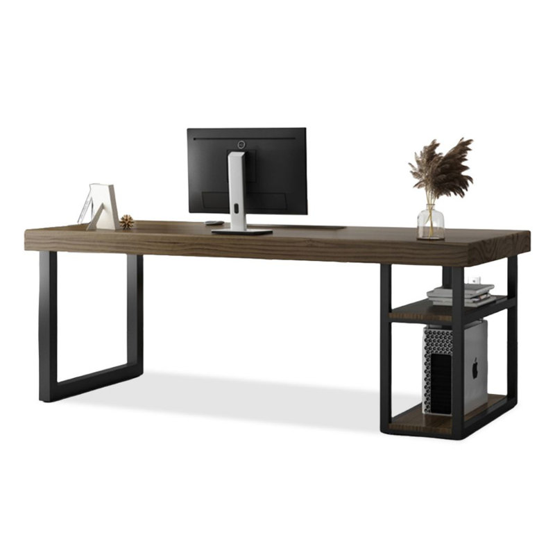 Taupe Brown Rectangular Solid Wood Executive Desk, Taupe Brown, 29.53" H x 78.74" W x 39.37" D