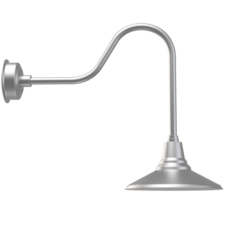Luminaire de grange d’extérieur Albali, Argent galvanisé, H 25,62 po x l 14 po x P 32 po