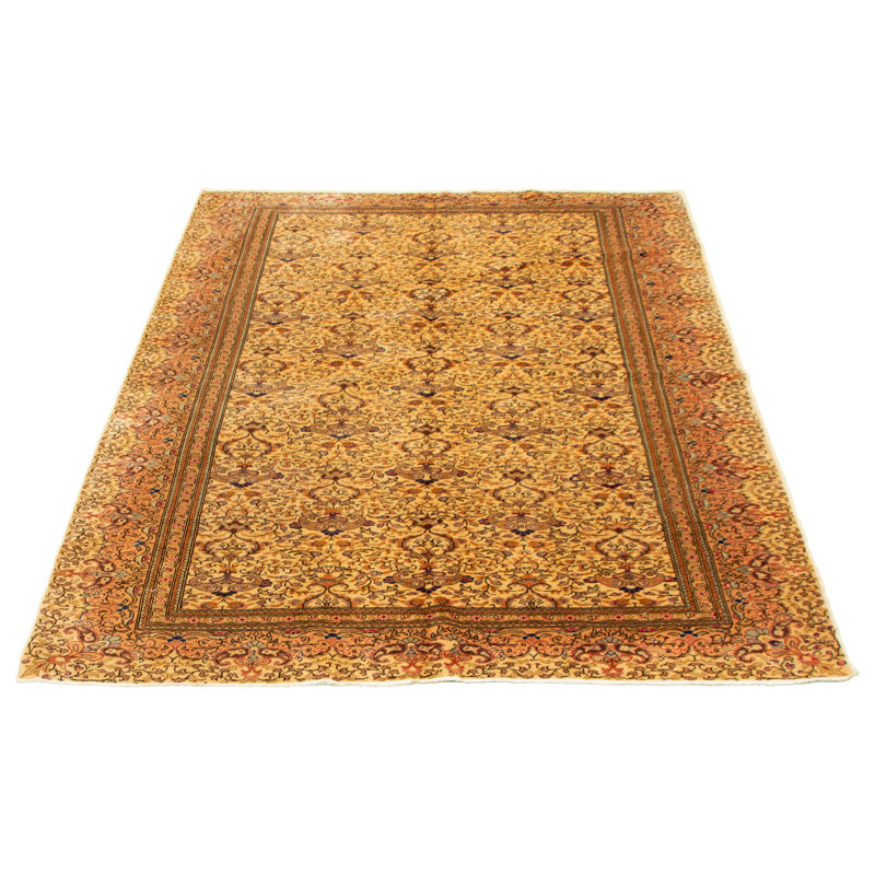 Tapis unique en laine noué à la main de style années 1990 de 6 pi 8 po x 9 pi 9 po Gunnin