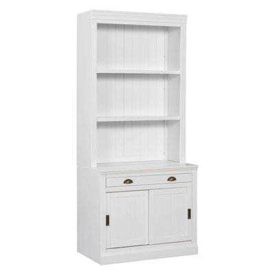 83.4"Tall Bookshelf Suite With LED Lighting, Modern Bookcase Suite With Sliding Doors,Drawers And Open Shelves,Storage Bookshelf For Living Room,Home Office