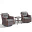 Chaises berçantes pivotantes d'extérieur en rotin 3 pièces avec table d'appoint en verre-1129924929