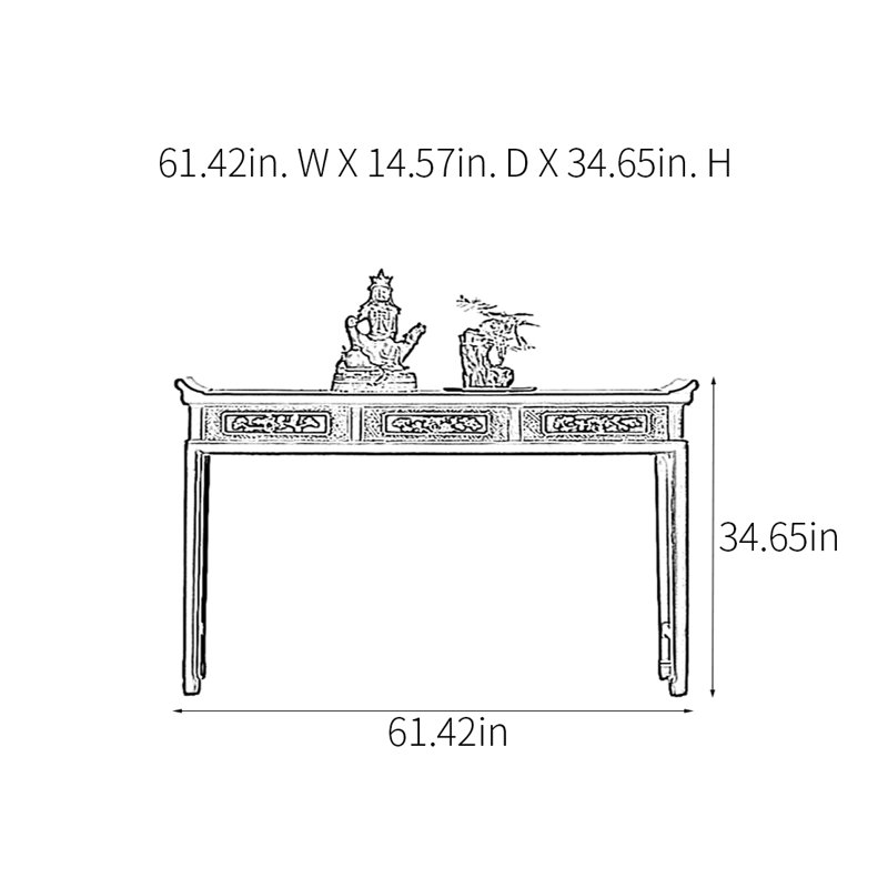 Console Retro Classical, H 34,65 po x l 61,42 po x P 14,57 po