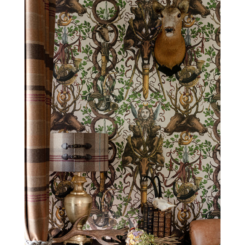 Tyrol Apres-Ski Home Wallpaper Roll, Brown/Green/Red/Taupe