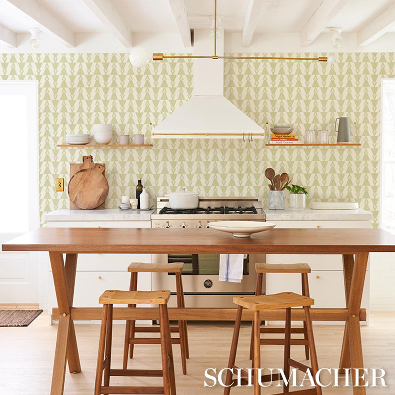 Schumacher x A Rum Fellow Kalido Wallpaper, Pistachio