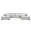 Canapé modulaire en U en cuir véritable 4 pièces gris clair avec 2 fauteuils inclinables électriques et appuis-tête réglables-133067163