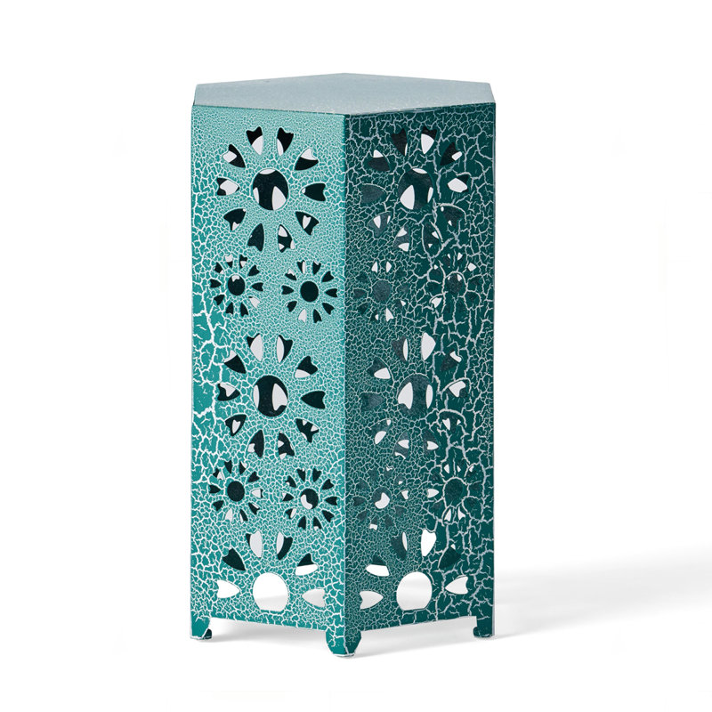 Galore 14" Side Table with Sunburst Cut Out Design, Teal