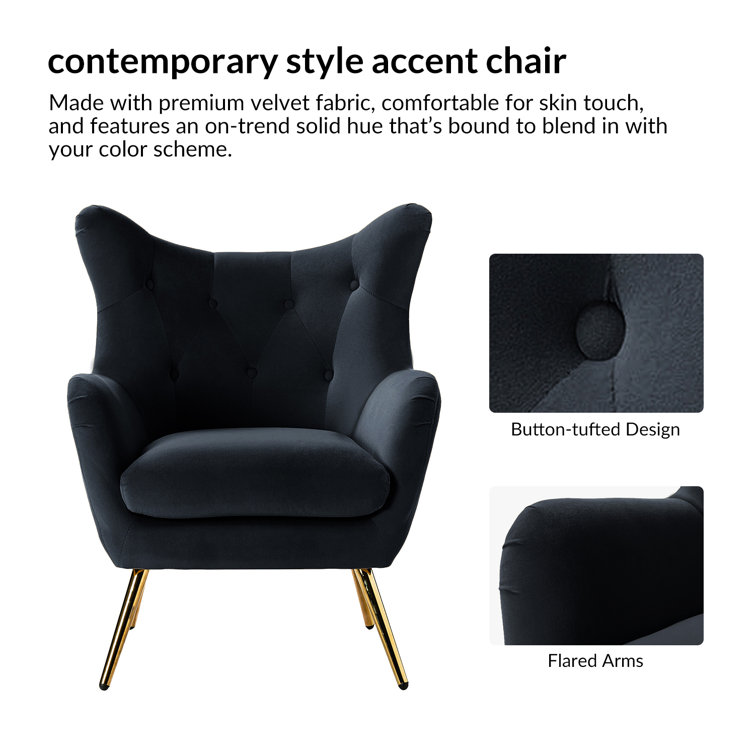 Avianna 29.25'' Wide Tufted Velvet Wingback Chair