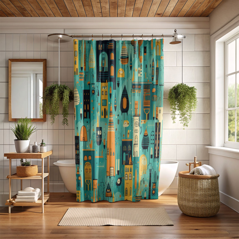 Wacky City - Rideau de douche Premium, H 74 po x l 71 po