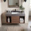 Ensemble de meuble-lavabo simple flottant moderne 40 "avec plateau en pierre frittée et lavabo en céramique encastré