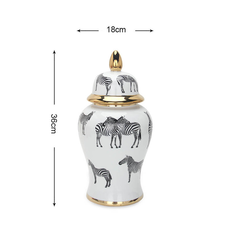 Zeb Handmade Ceramic Ginger Jar, 14.2" H x 7.1" W x 7.1" D