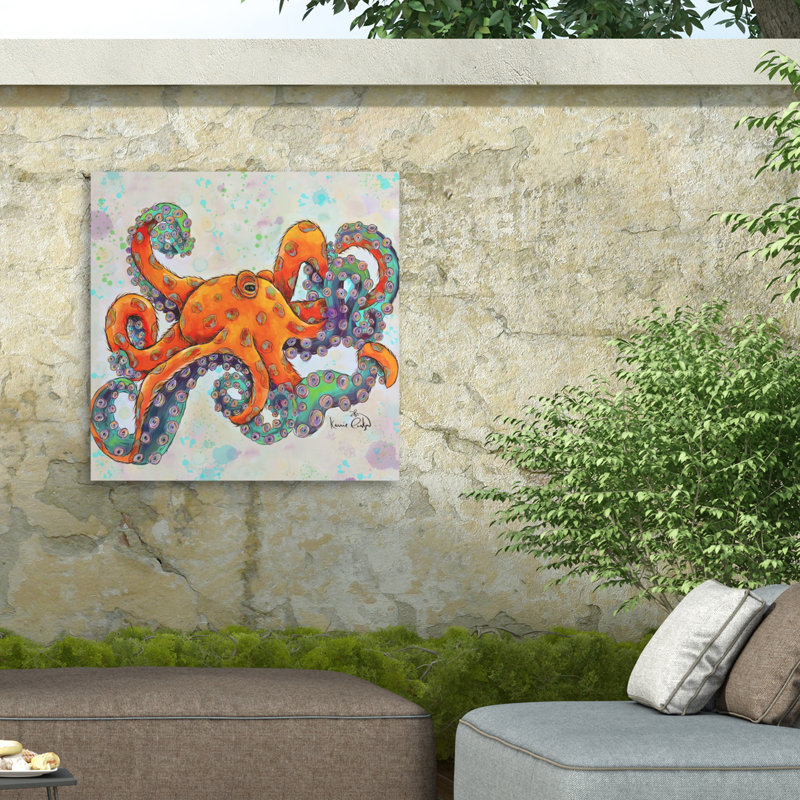 Toile d'extérieur Karrie Evenson Octopus 1, H 14 po x l 14 po