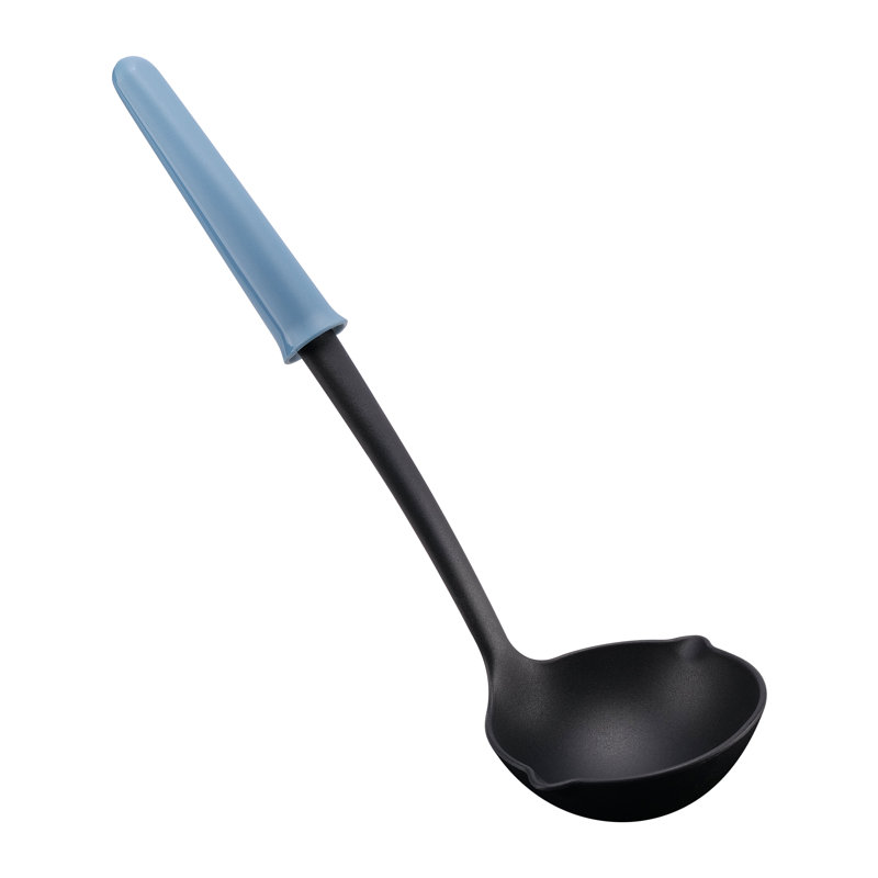 5-Piece Black Polypropylene Kitchen Utensil Set with Ladle and Spoons