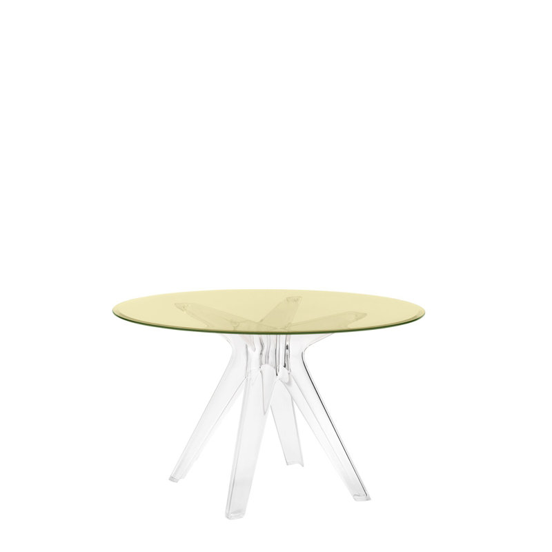 Sir Gio Round Glass Top Dining Table, Transparent, Yellow
