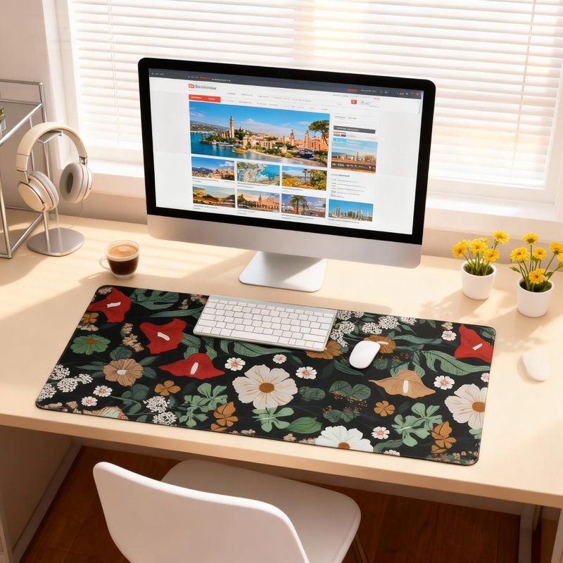 Tapis de bureau coloré pour ordinateur avec tapis de souris coloré 27,5 "x 12"