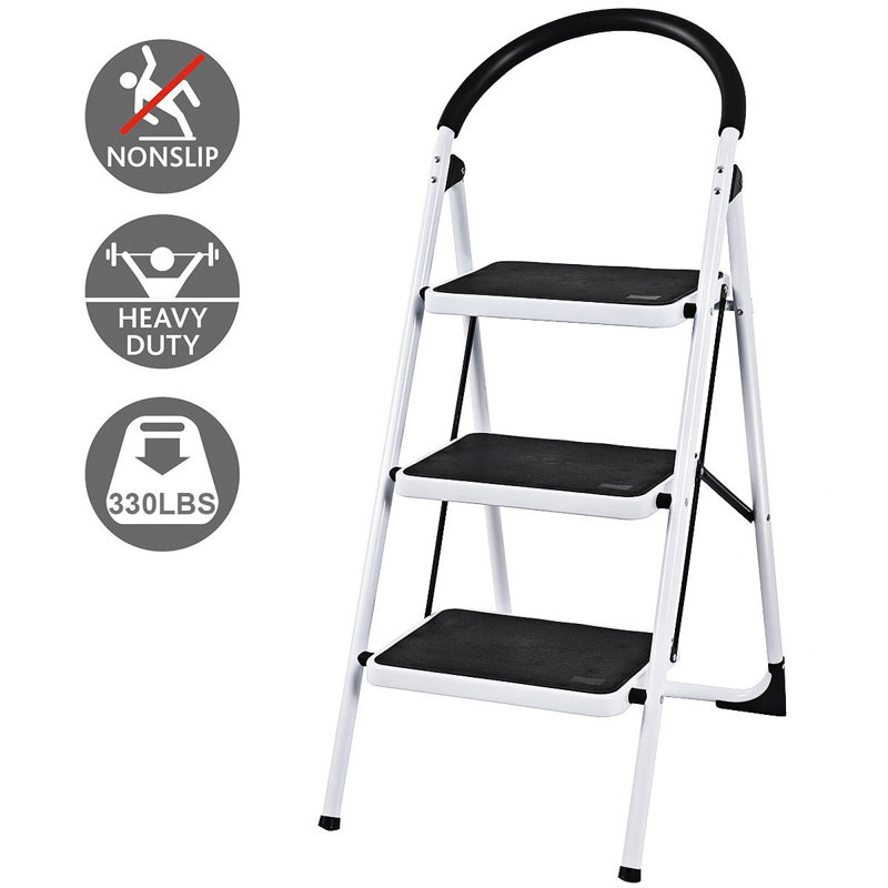 Newton 3 - Step Iron Lightweight Folding Small Step Ladder