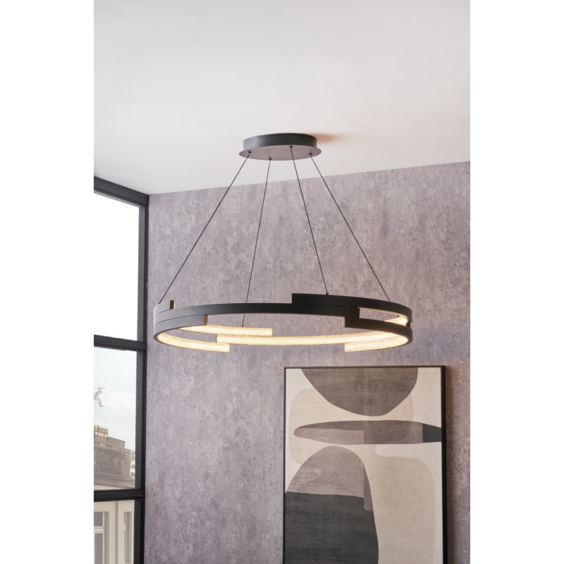 6 - Light Unique/Statement LED Chandelier, Satin Black