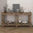 62.9" Vintage Entryway Table, Fir Solid Wood With Natural Grain, 6 Reinforced Legs, Metal Rivet Decor & Plank Under-Shelf-826125130