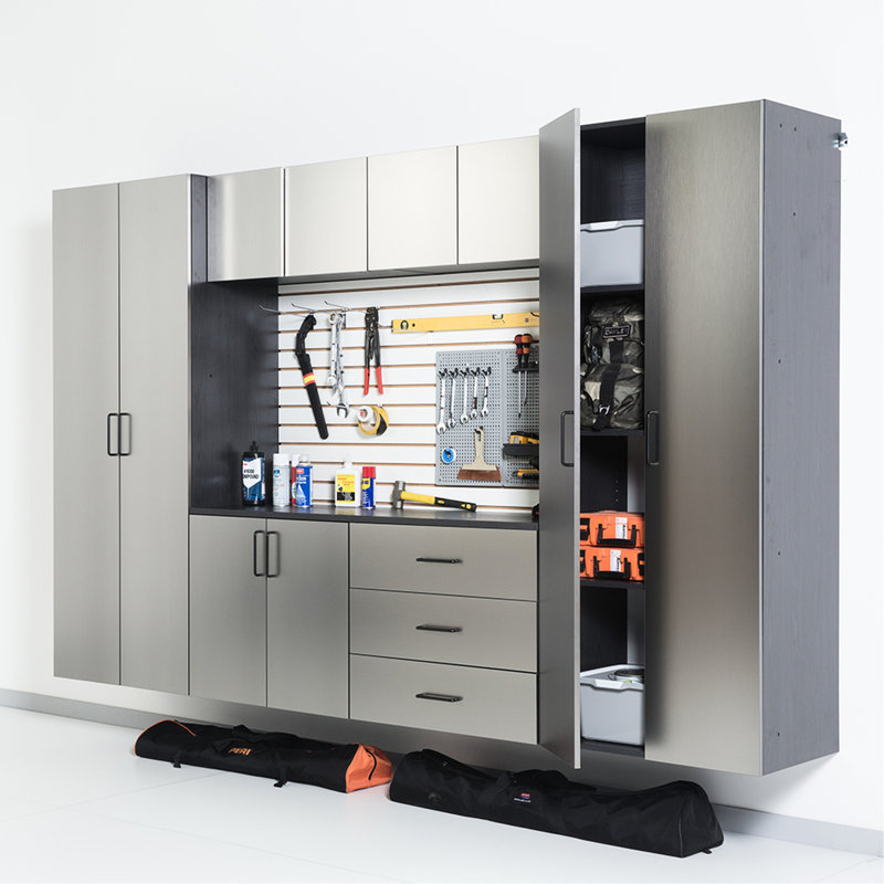 Armoire à outils murale en métal - série, 32 po L 28 po x 20 po, gris métallique, silencieux, chaleur et eau
