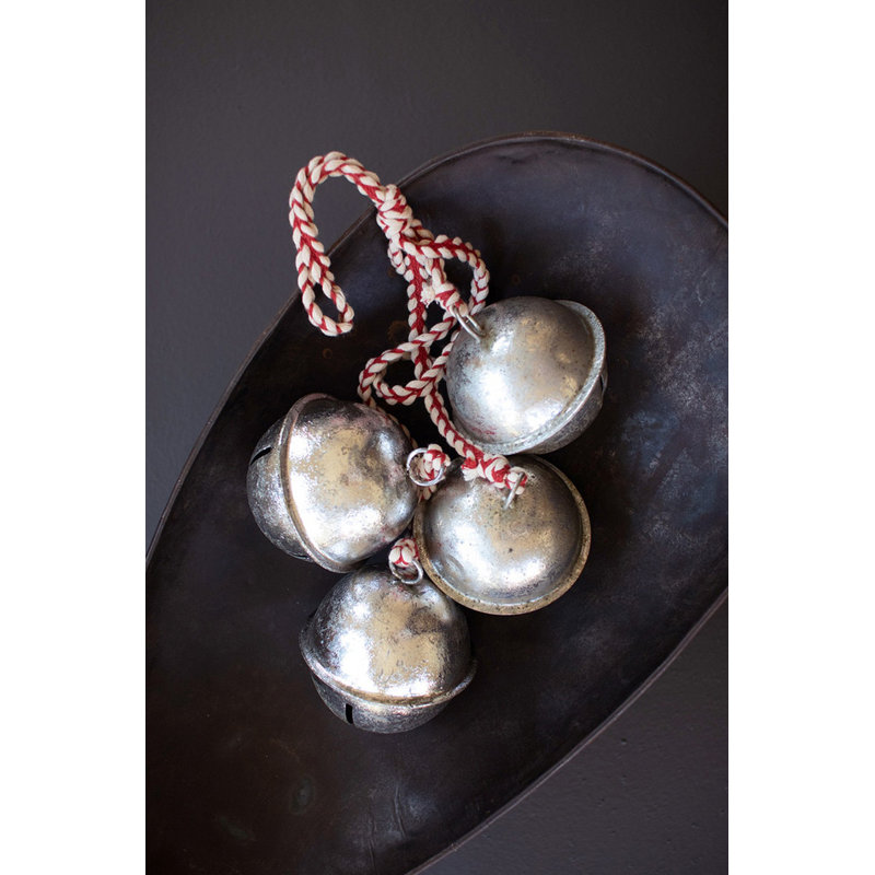  Grande décoration de Noël en forme de clochette argentée antique H 29 po