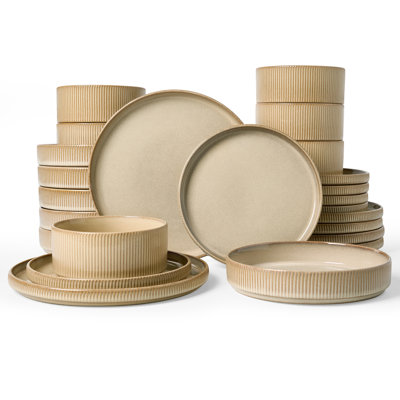  24 Pieces Dinnerware Set with 8.1” Pasta Bowls, Service for 6