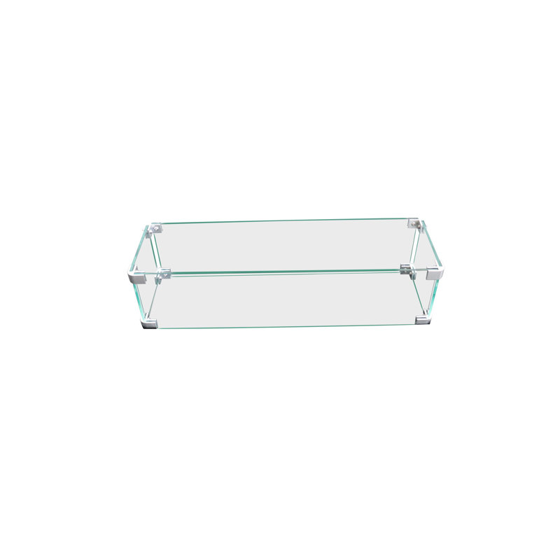 Rectangle Glass Fire Pit Accessory, 5" H x 28" W x 7" D